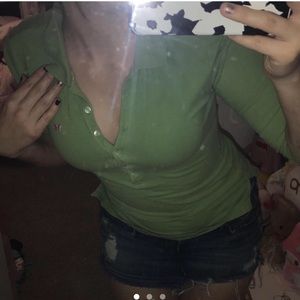 Y2k pink and green Aeropostale quarter sleeve button up